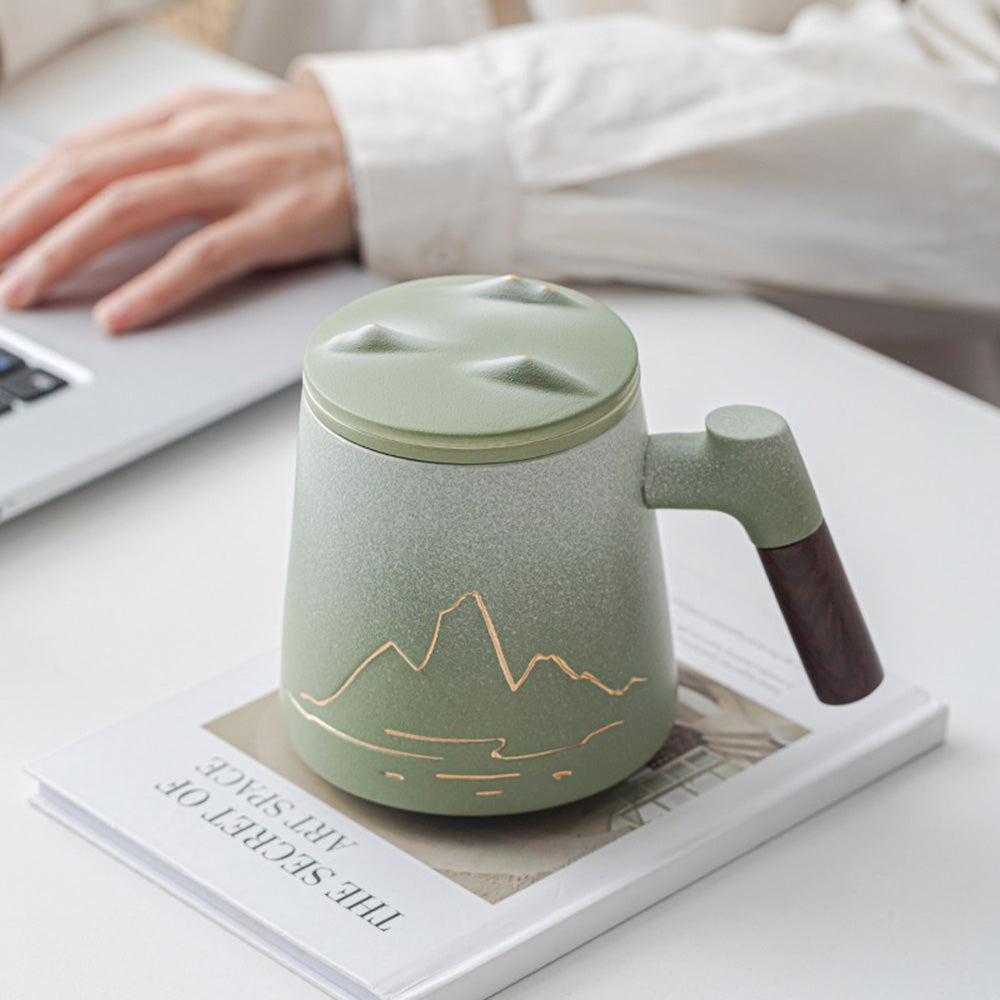 Porcelain Tea Infuser Mug with Lid and Filter – Thousand Miles Landscape Design - Image 2