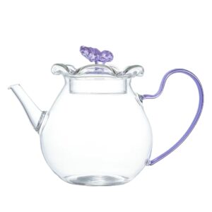 High-Temperature Heat-Resistant Butterfly Glass Kettle with Infuser – 450ml