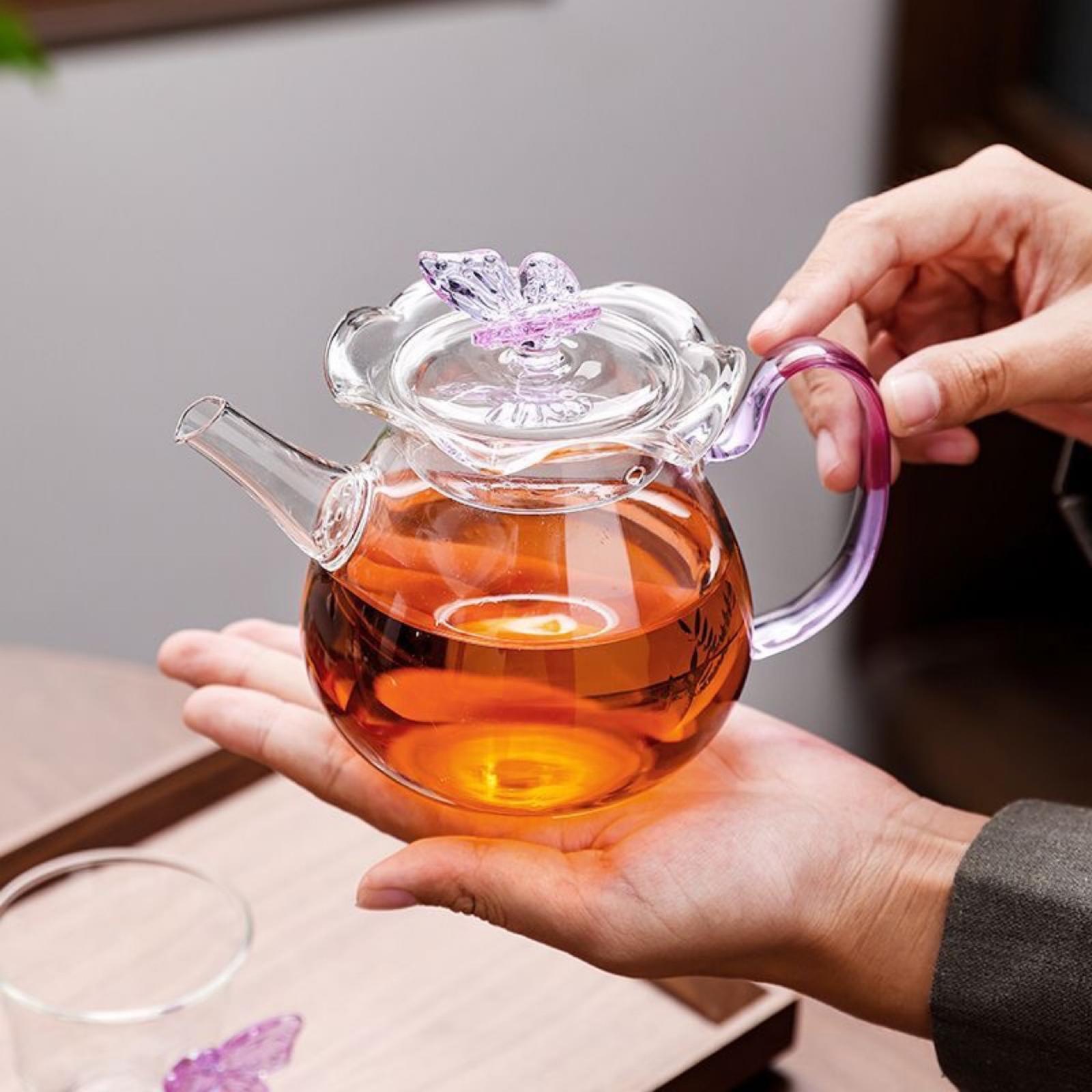 High-Temperature Heat-Resistant Butterfly Glass Kettle with Infuser – 450ml - Image 5