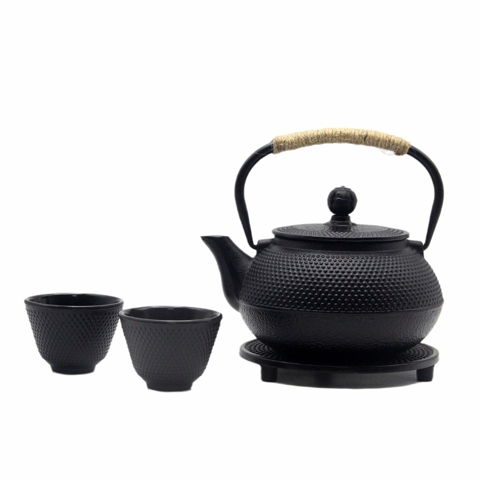 Black Cast Iron Tea Set – 900ml Teapot with Trivet, 4 Cups, Infuser & Gift Box - Image 4