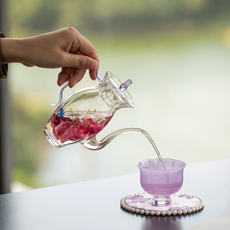 Elegant Glass Tea Set for One – 260ml Teapot with Cup & Tray | Modern Minimal Tea Set - Image 2