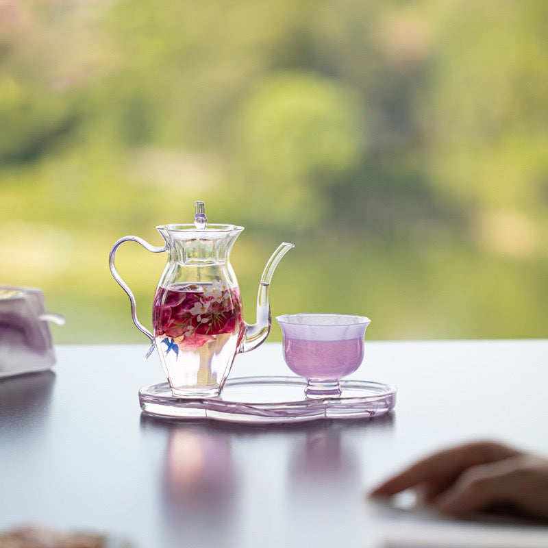 Elegant Glass Tea Set for One – 260ml Teapot with Cup & Tray | Modern Minimal Tea Set - Image 3