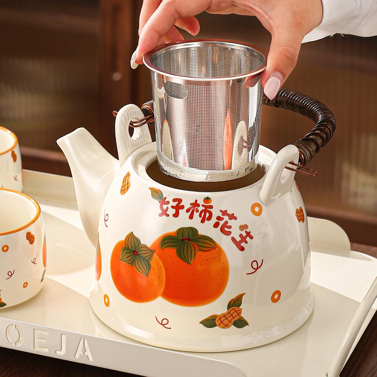 Good Fortune Ceramic Tea Set – 1150ml Teapot with 4 Cups, Tray & Gift Box - Image 6