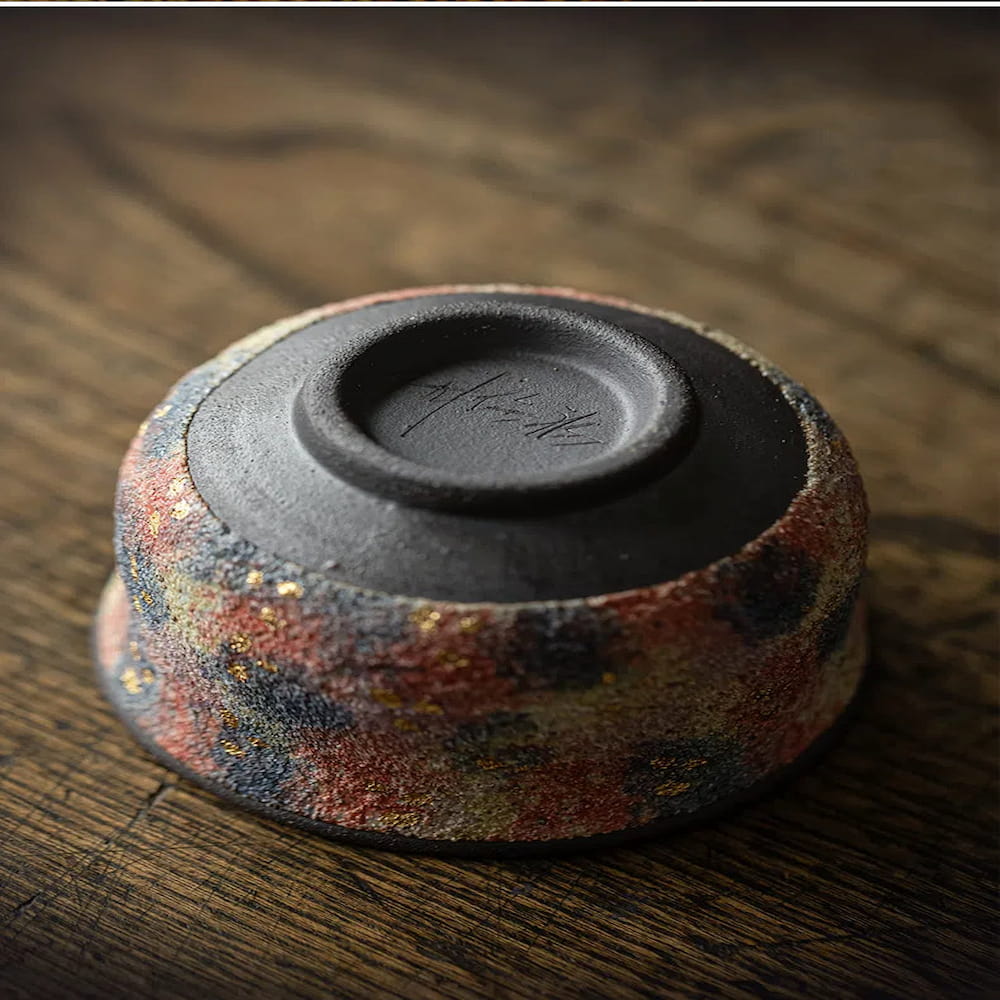 Colorful Rock Mine Ceramic Teacup – Handmade Rustic Gongfu Tea Cup - Image 6