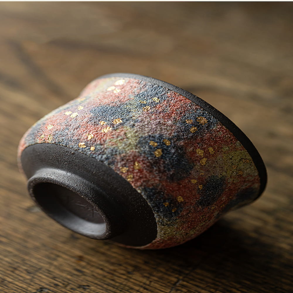 Colorful Rock Mine Ceramic Teacup – Handmade Rustic Gongfu Tea Cup - Image 7