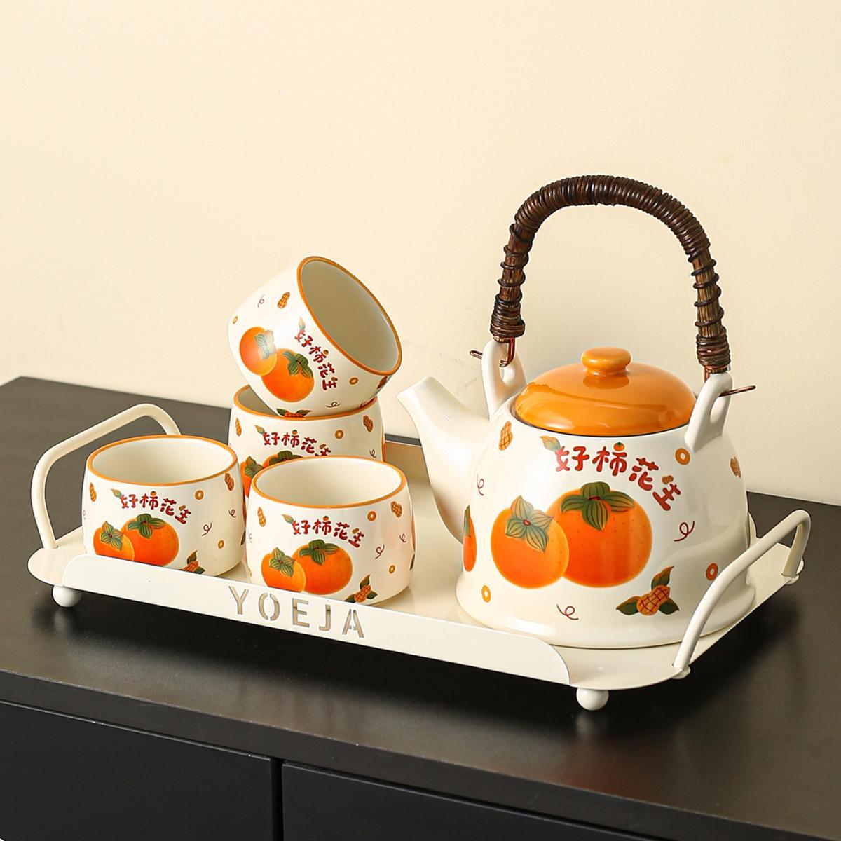 Good Fortune Ceramic Tea Set – 1150ml Teapot with 4 Cups, Tray & Gift Box - Image 7