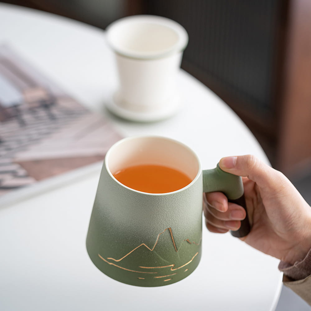 Porcelain Tea Infuser Mug with Lid and Filter – Thousand Miles Landscape Design - Image 9