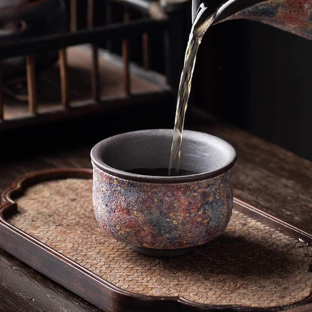 Colorful Rock Mine Ceramic Teacup – Handmade Rustic Gongfu Tea Cup - Image 8