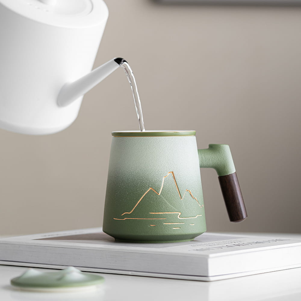 Porcelain Tea Infuser Mug with Lid and Filter – Thousand Miles Landscape Design - Image 8