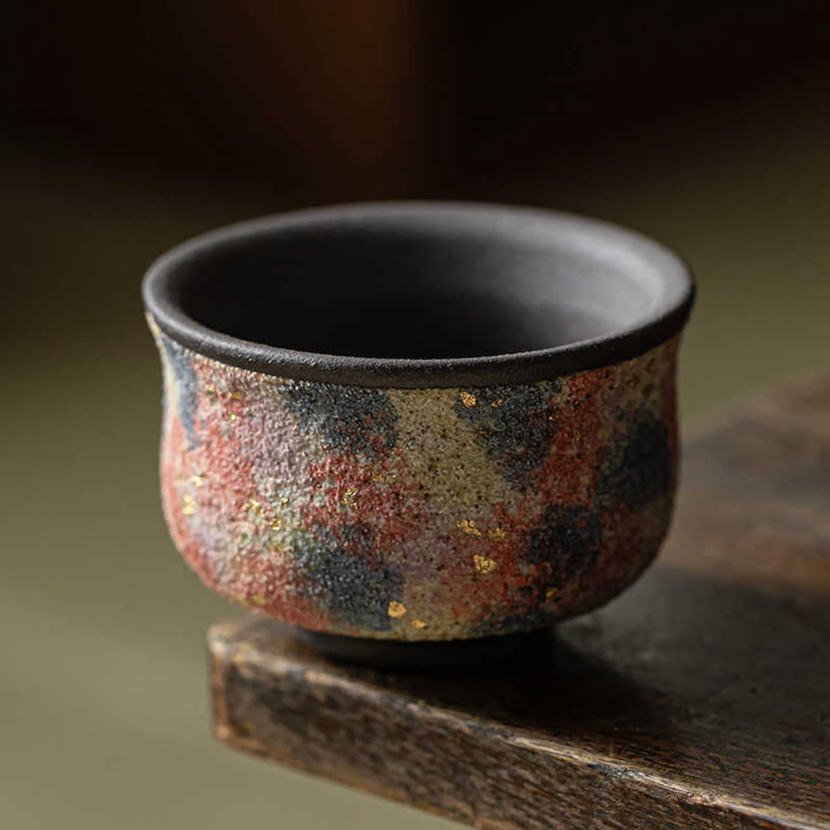 Colorful Rock Mine Ceramic Teacup – Handmade Rustic Gongfu Tea Cup - Image 2