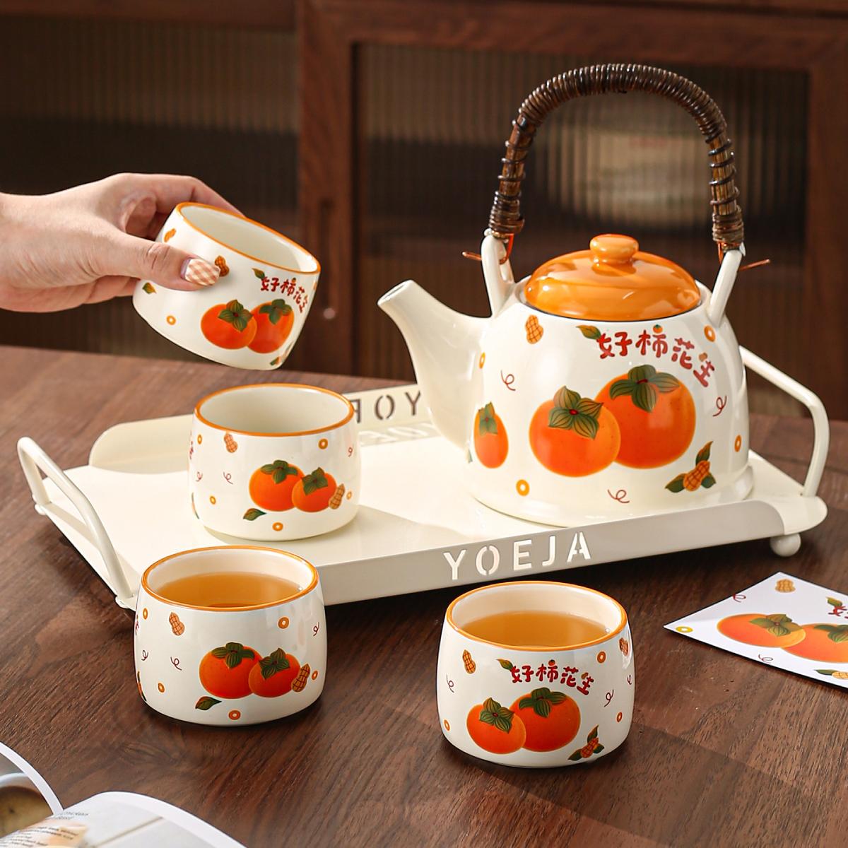 Good Fortune Ceramic Tea Set – 1150ml Teapot with 4 Cups, Tray & Gift Box - Image 10