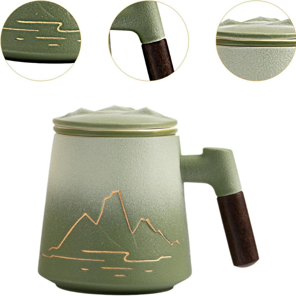 Porcelain Tea Infuser Mug with Lid and Filter – Thousand Miles Landscape Design - Image 7