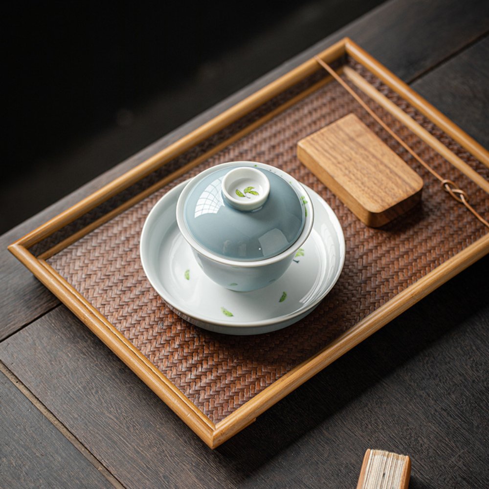 Celadon Hand-Painted Porcelain Gaiwan Tea Set 5 oz - Image 3