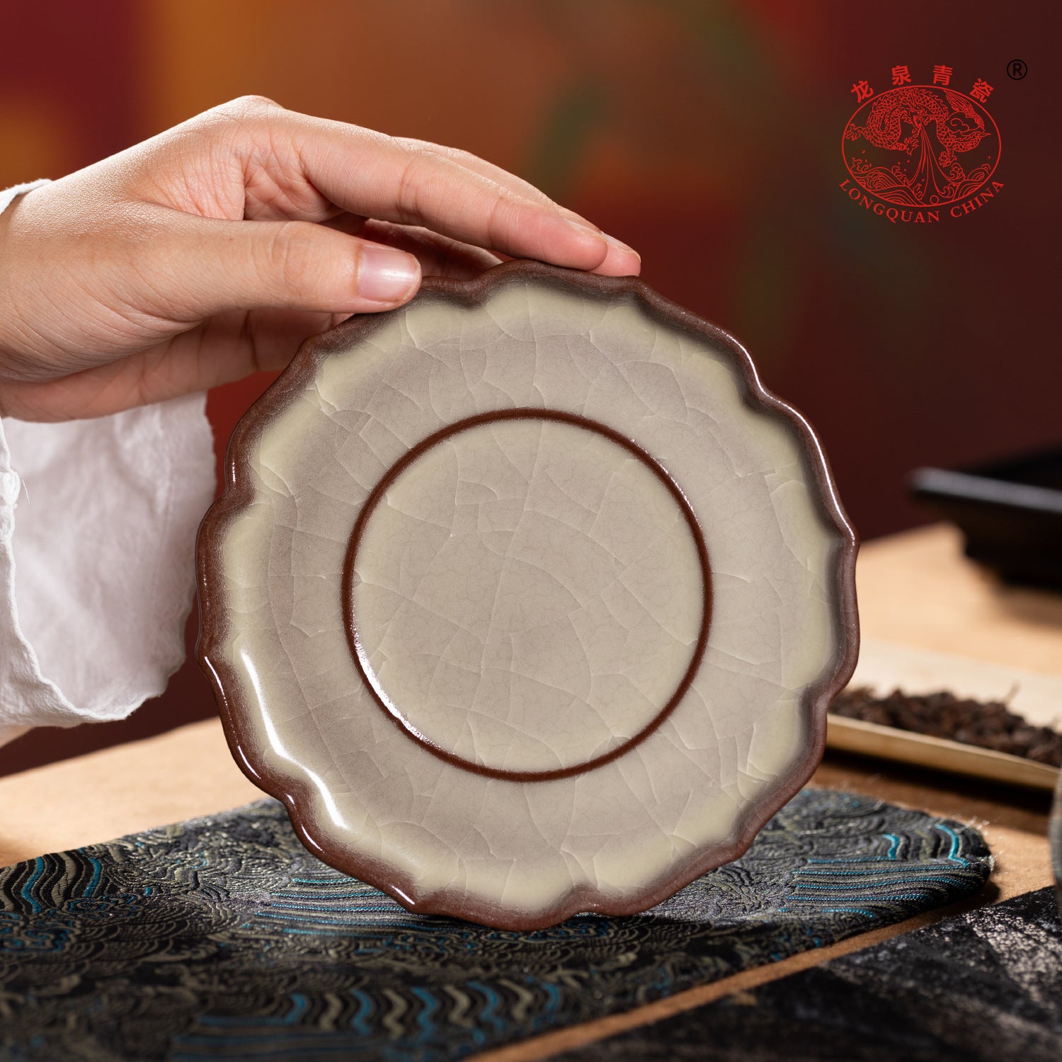 Handmade Longquan Celadon Gongfu Teapot with Stand 250ml - Image 4