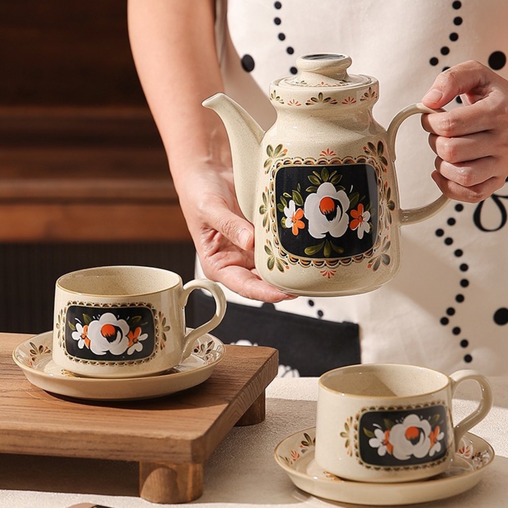 French Vintage Camellia Tea Set Gift Box – Porcelain Teapot & Cups for Two, Elegant Afternoon Tea - Image 3