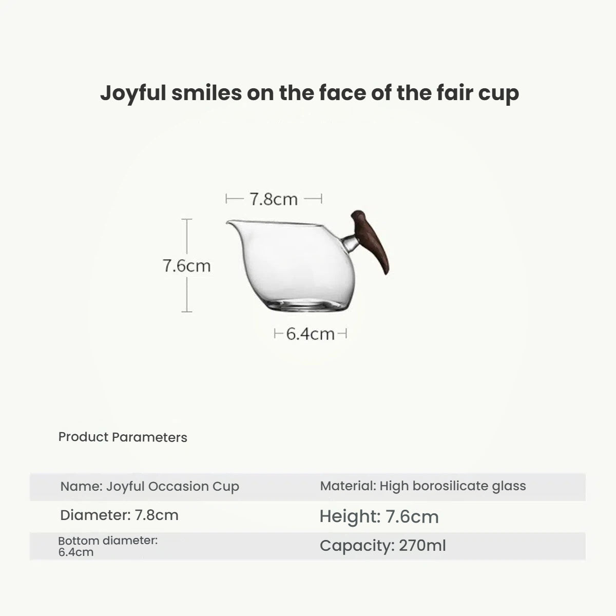 Joyful Brow Japanese-Style Glass Fairness Cup with Wooden Handle – High Borosilicate Tea Pitcher - Image 8