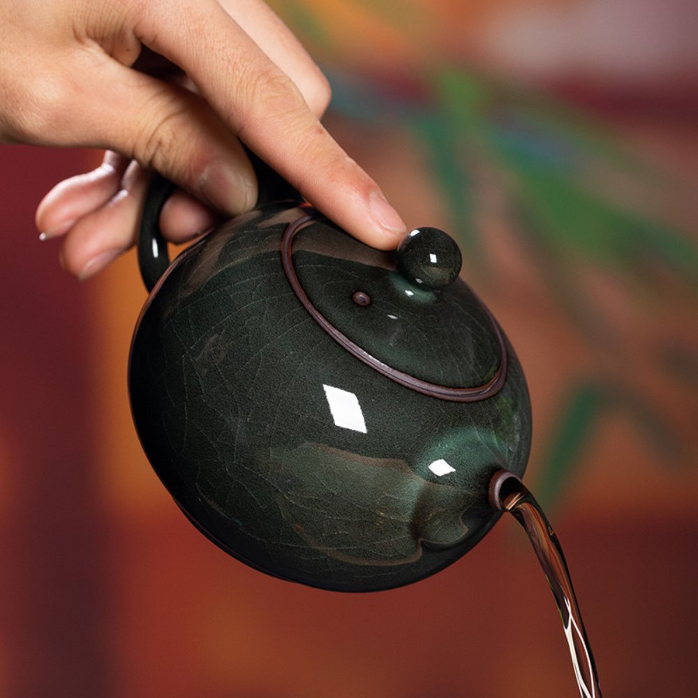 Longquan Celadon Iron-Core Cracked-Glaze Xishi Teapot Gift Box, 10 fl oz (300ML) - Image 3