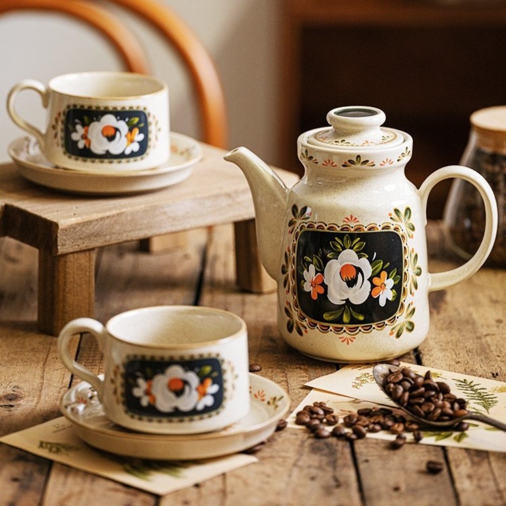 French Vintage Camellia Tea Set Gift Box – Porcelain Teapot & Cups for Two, Elegant Afternoon Tea - Image 2