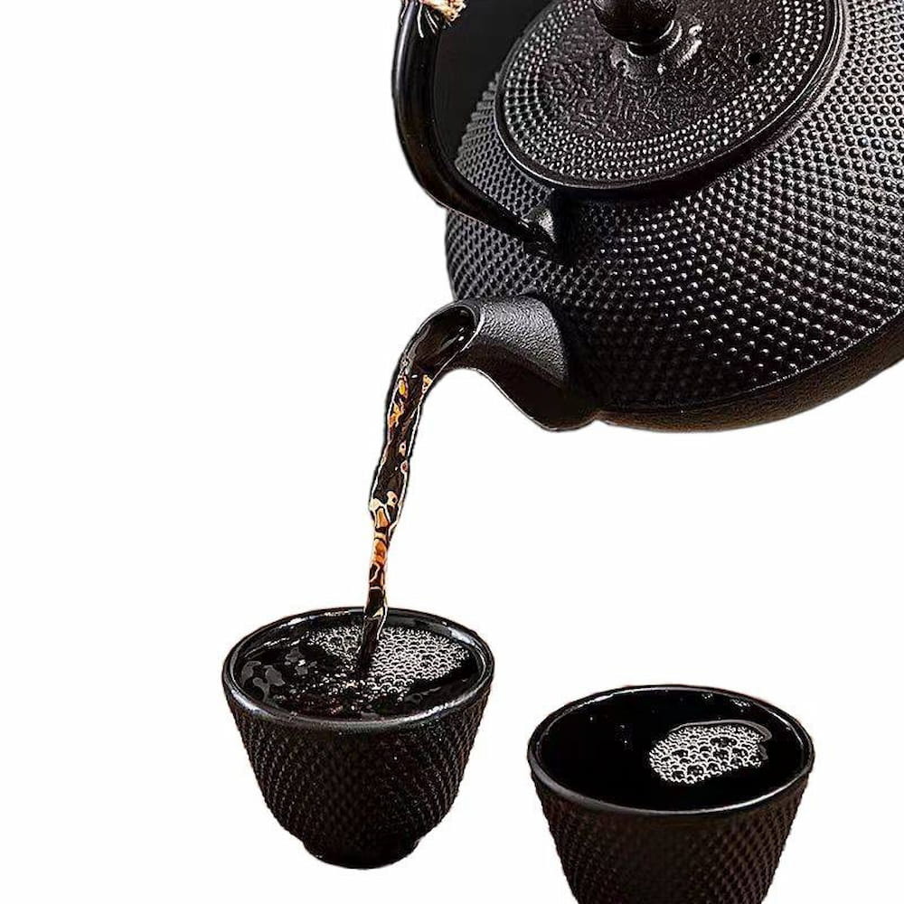 Black Cast Iron Tea Set – 900ml Teapot with Trivet, 4 Cups, Infuser & Gift Box - Image 7