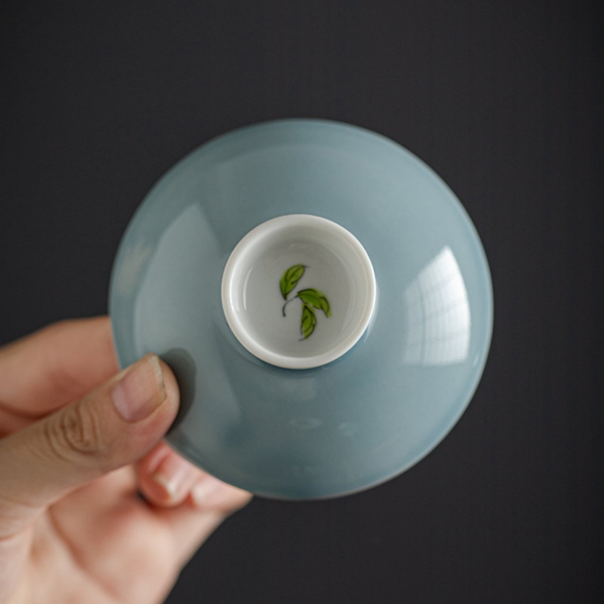 Celadon Hand-Painted Porcelain Gaiwan Tea Set 5 oz - Image 5