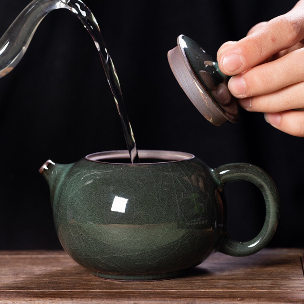 Longquan Celadon Iron-Core Cracked-Glaze Xishi Teapot Gift Box, 10 fl oz (300ML) - Image 5