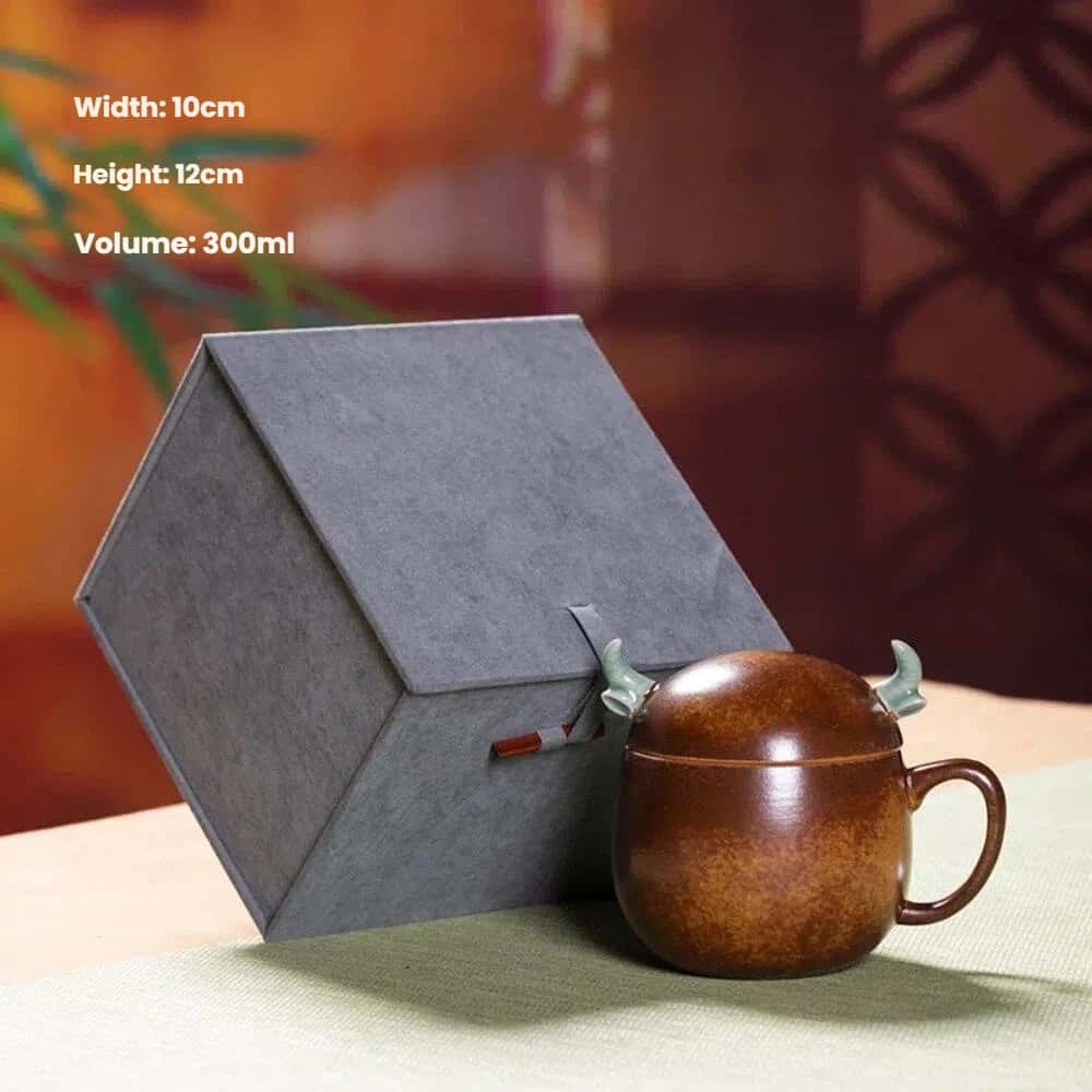 Longquan Celadon Tea Mug – Handmade Ceramic Cup with Oxhorn Lid, Perfect Gift - Image 7