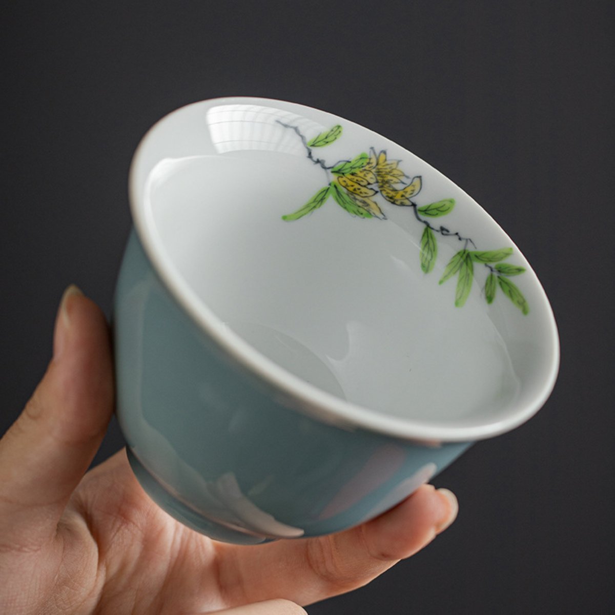 Celadon Hand-Painted Porcelain Gaiwan Tea Set 5 oz - Image 6