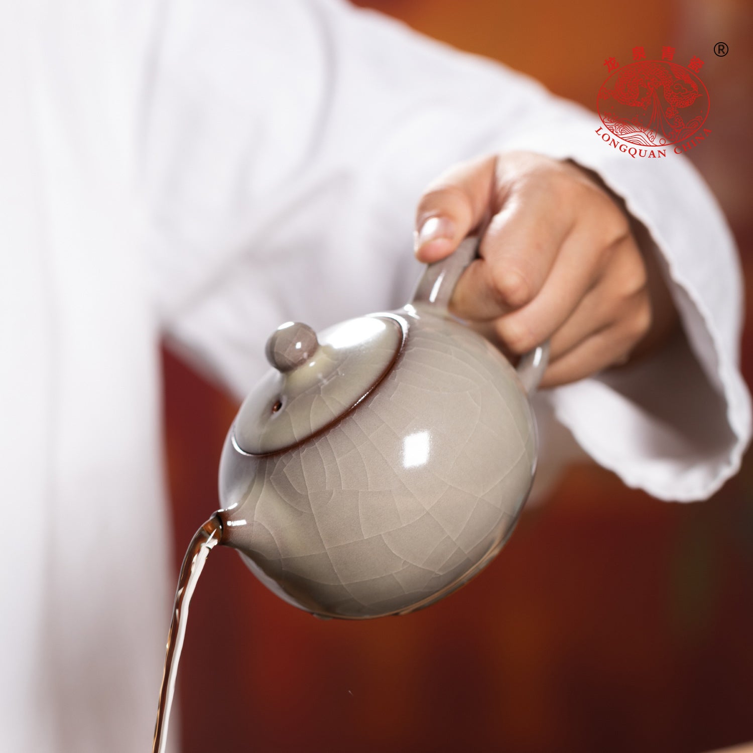 Handmade Longquan Celadon Gongfu Teapot with Stand 250ml - Image 5
