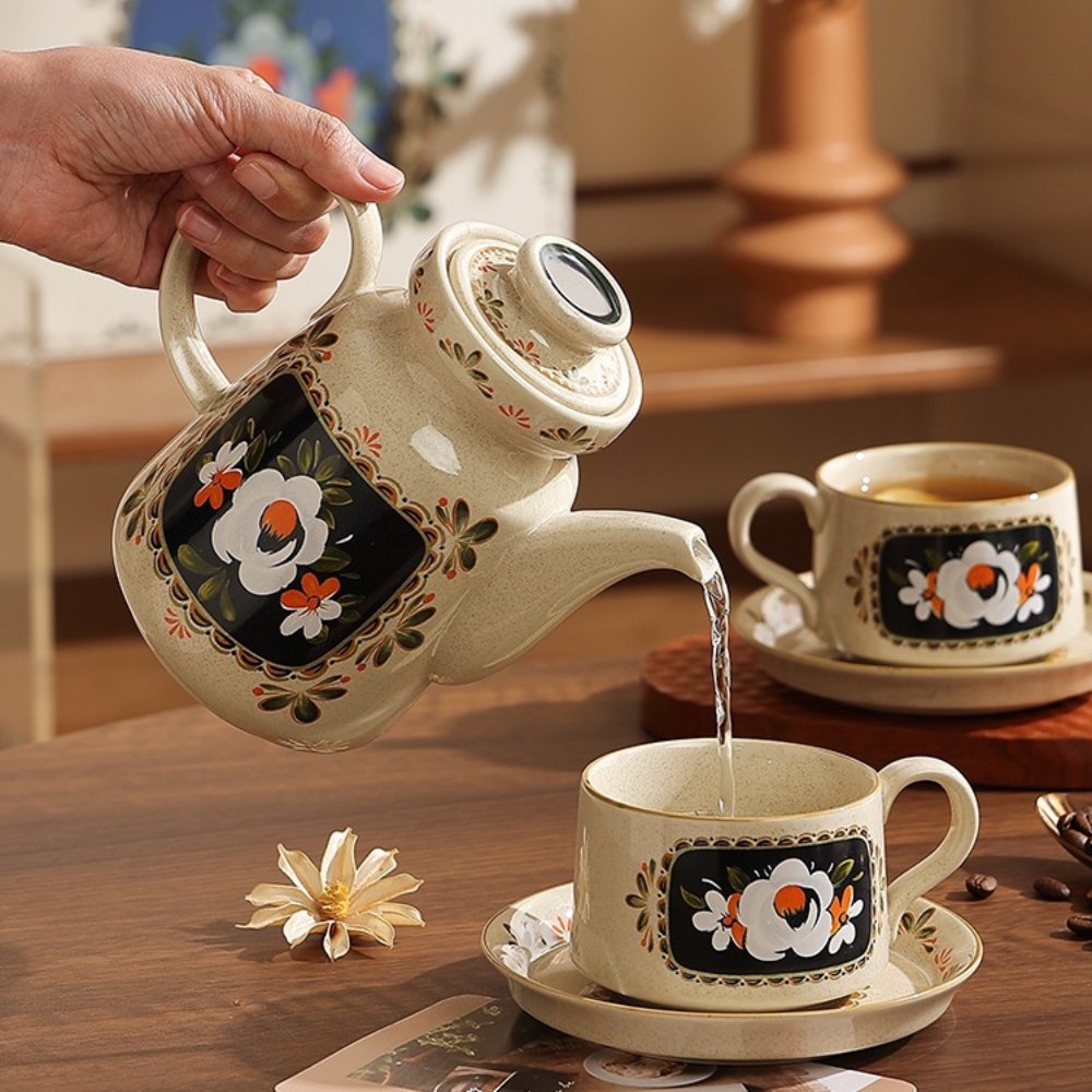 French Vintage Camellia Tea Set Gift Box – Porcelain Teapot & Cups for Two, Elegant Afternoon Tea - Image 5