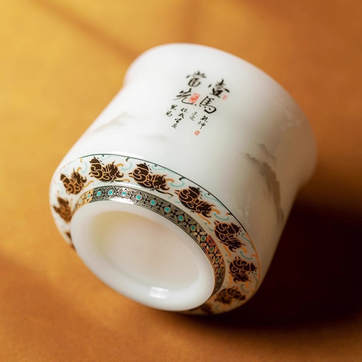 Puyu White Porcelain Black Horse High-End Owner’s Tea Cup Gift Box 3.4 fl oz - Image 3