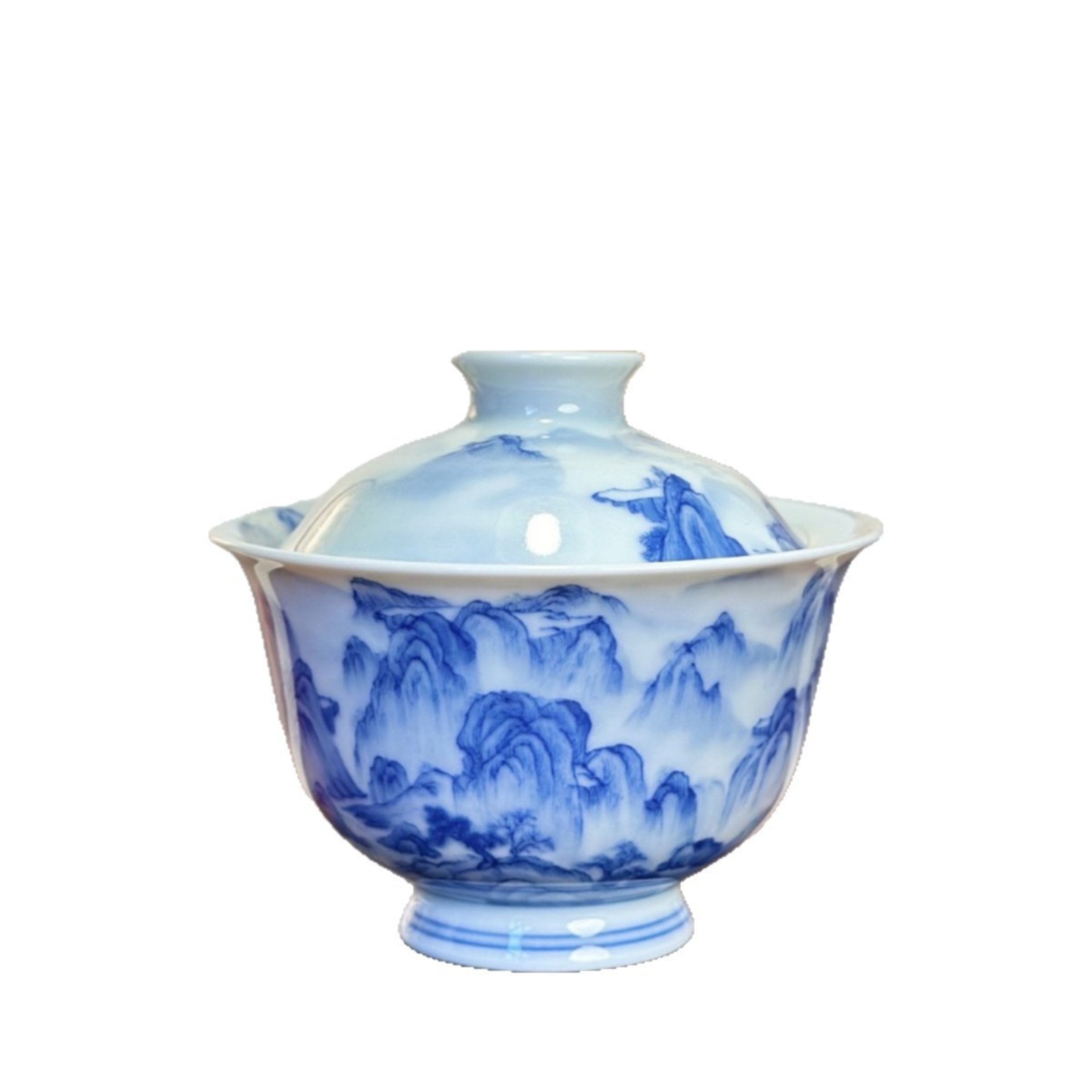 Hand-Painted Blue & White Gaiwan Tea Set – Jingdezhen Gongfu Porcelain (3-Piece) - Image 9