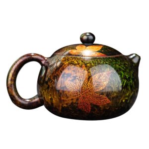 Fuzhou Handcrafted Bodiless Lacquer Maple Leaf Teapot Gift Box, 5.4 fl oz