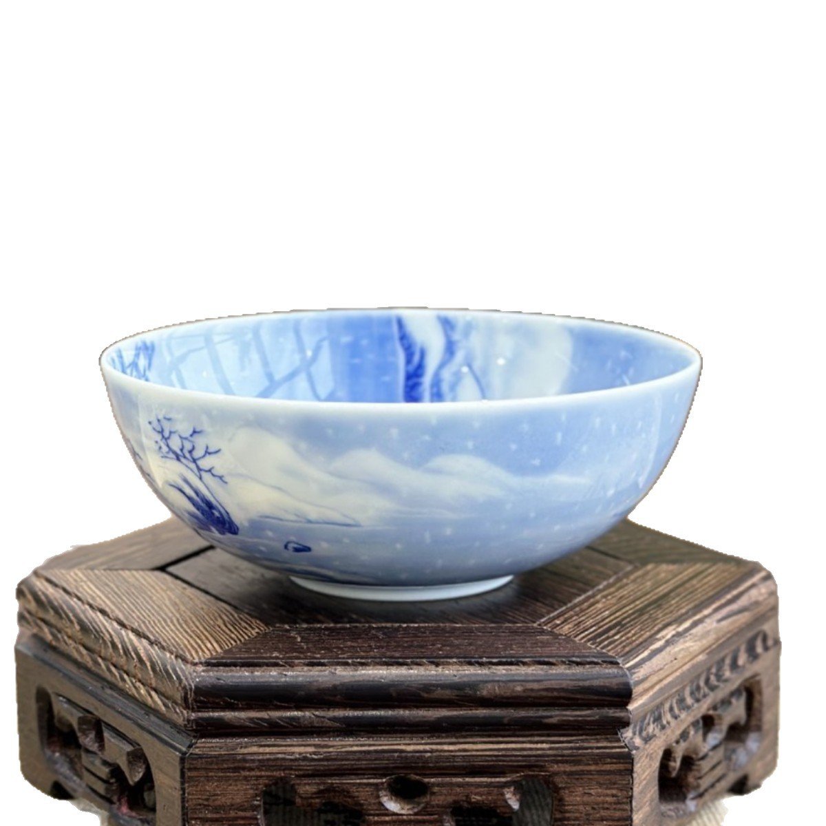 Hand-Painted Blue & White Snow Scene Pu-erh Tea Cup – Luxury Retro Chinese Gongfu Tea Cup, 3oz - Image 5