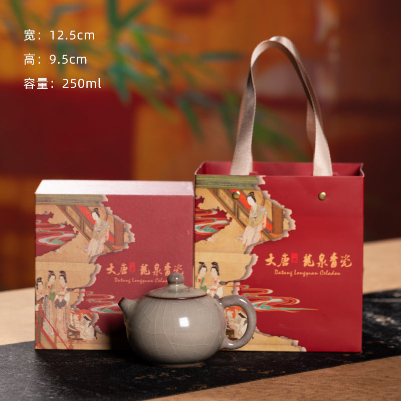 Handmade Longquan Celadon Gongfu Teapot with Stand 250ml - Image 6