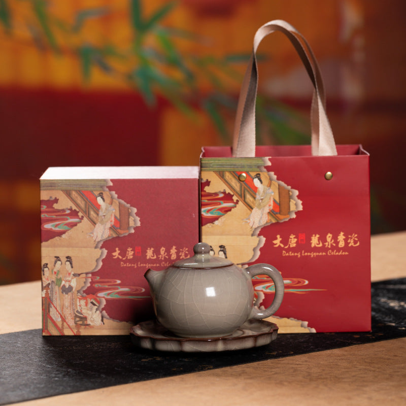 Handmade Longquan Celadon Gongfu Teapot with Stand 250ml - Image 8