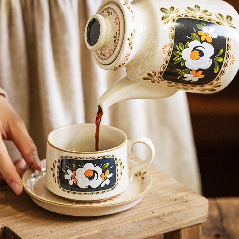 French Vintage Camellia Tea Set Gift Box – Porcelain Teapot & Cups for Two, Elegant Afternoon Tea - Image 6