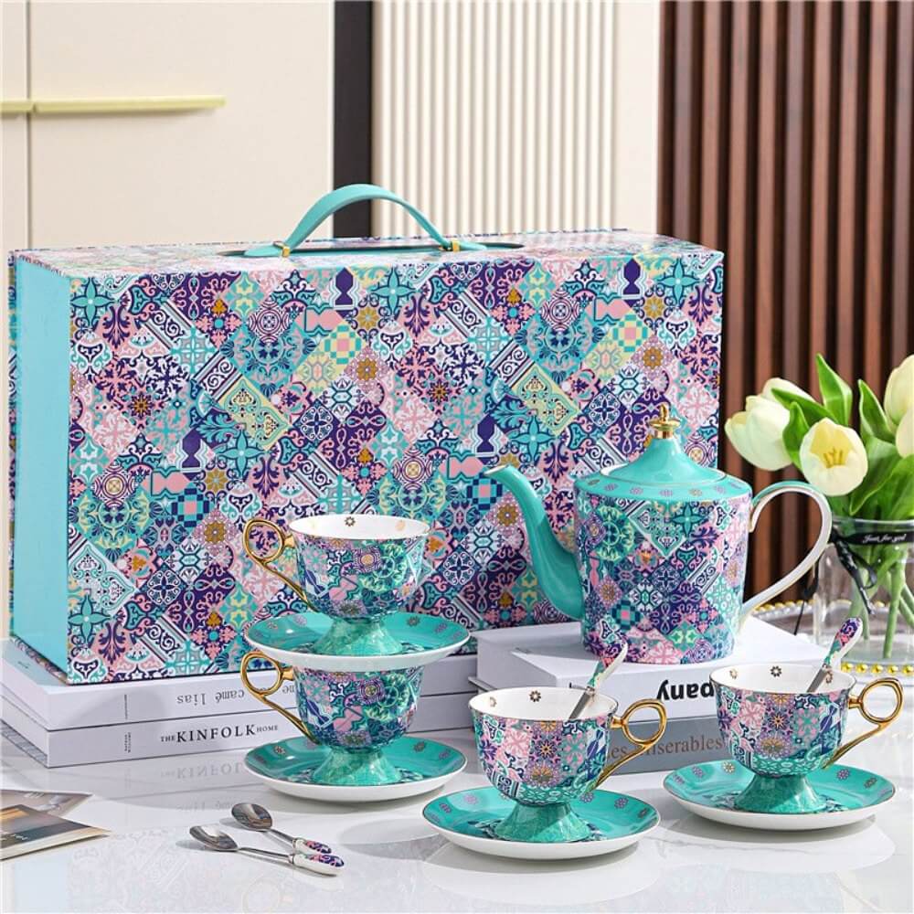 Luxury Bone China Afternoon Tea Set with High Footed Cups & Gift Box