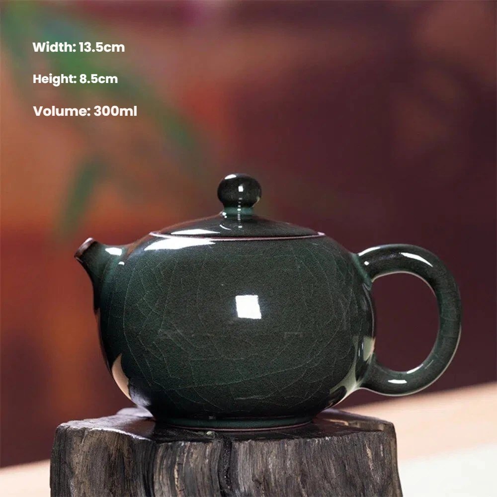 Longquan Celadon Iron-Core Cracked-Glaze Xishi Teapot Gift Box, 10 fl oz (300ML) - Image 6