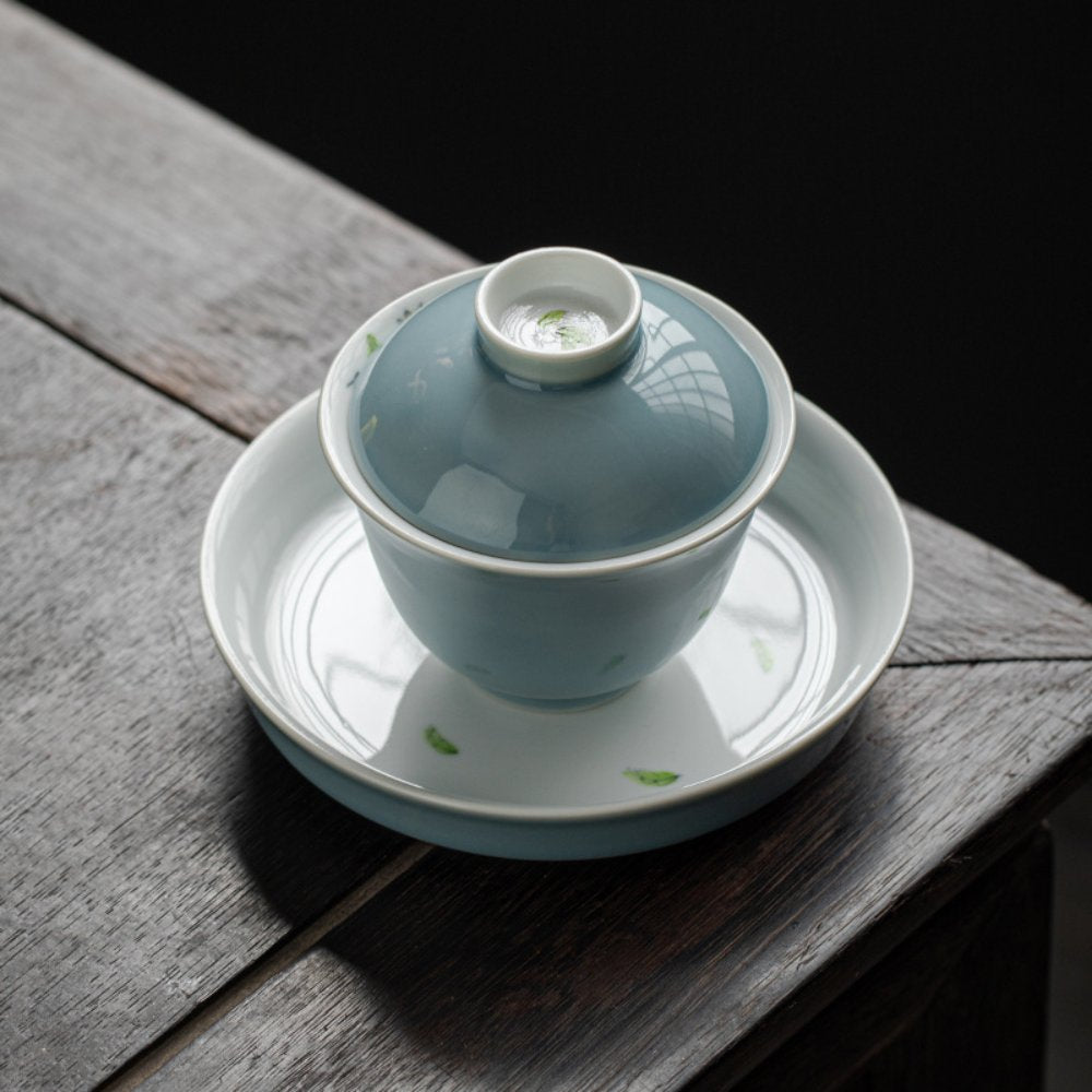 Celadon Hand-Painted Porcelain Gaiwan Tea Set 5 oz - Image 2